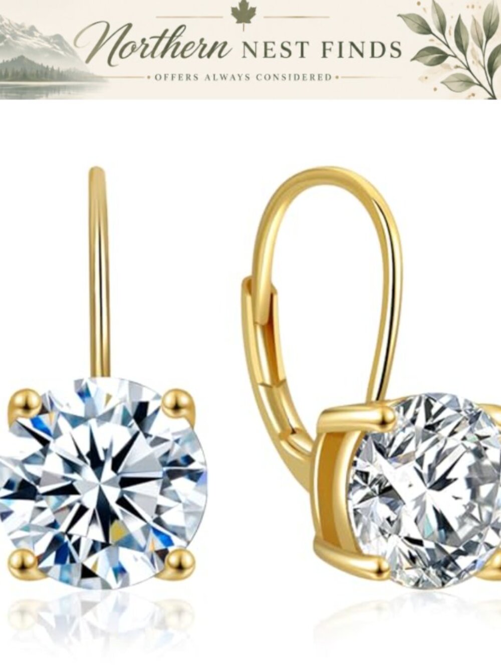 Moissanite Dangle Earrings for Women, 18K White Gold Plated 925 Sterling Silver